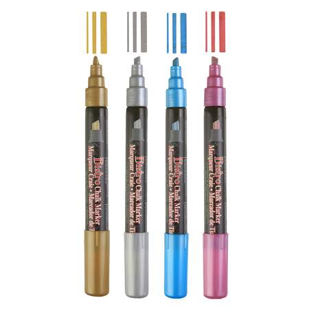 Marvy Uchida Bistro Chalk Markers, Chisel Tip, Metallic Colors, 4 Per Set, PK2 483_4M
